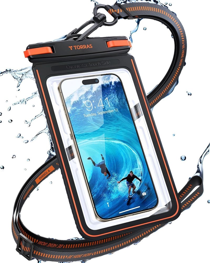 TORRAS IPX8 Waterproof Phone Pouch Floating, Underwater Screen Touchable, Water Proof Case with Lanyard for iPhone 16 Pro Max 15 S25, Cellphone Dry Bag Cruise Essentials 7.0 inch, Black - Image 1